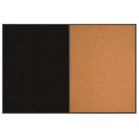 United Visual Products Enclosed Corkboard, 1 Door, 72"x36", 4" Fra, UV3404-BLACK-AMETHY UV3404-BLACK-AMETHY